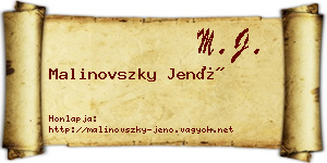 Malinovszky Jenő névjegykártya