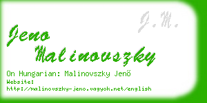 jeno malinovszky business card